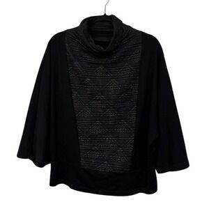 TRINE KRYGER SIMONSEN Black Cowl Neck Dolman Sleeve Top Small Lagenlook